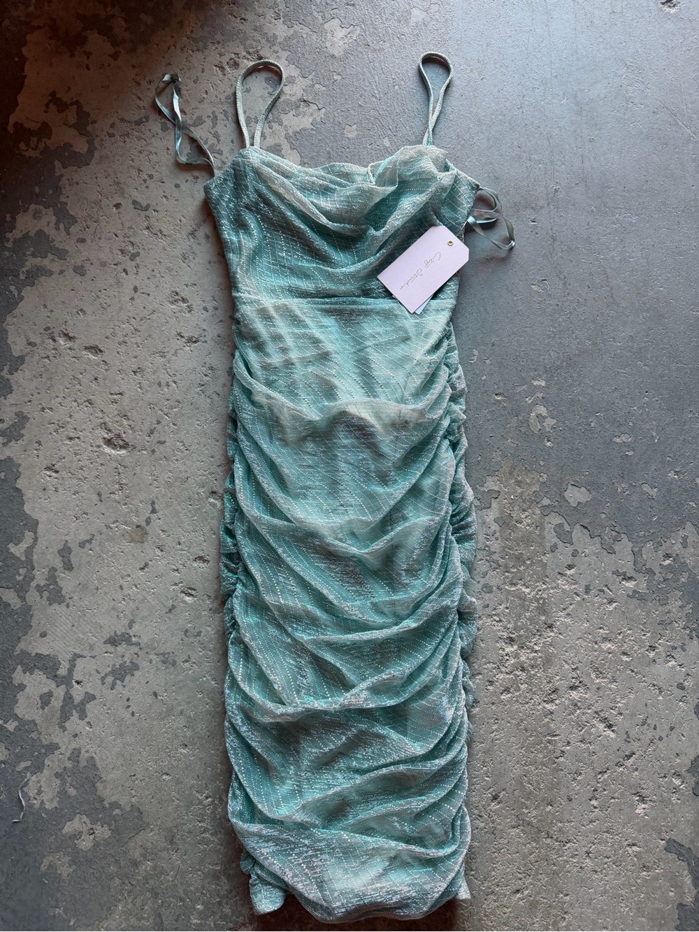 “New” Ruched Slip Dress in Seafoam Green - Women's Elegant Summer Dress sizeXS
